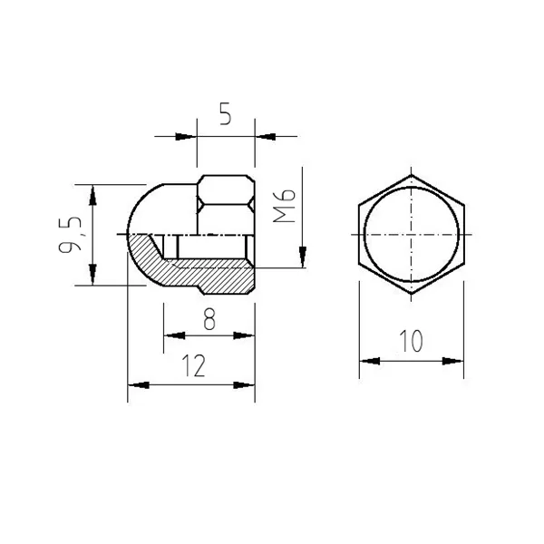 DIN 1587 Zn M 6 matice klobouková