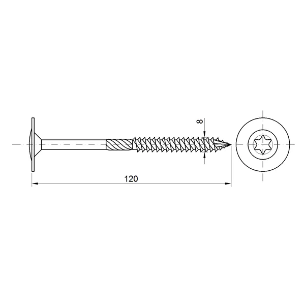 DIN 7997 Zn 8,0x120 vrut konstrukční límec T40