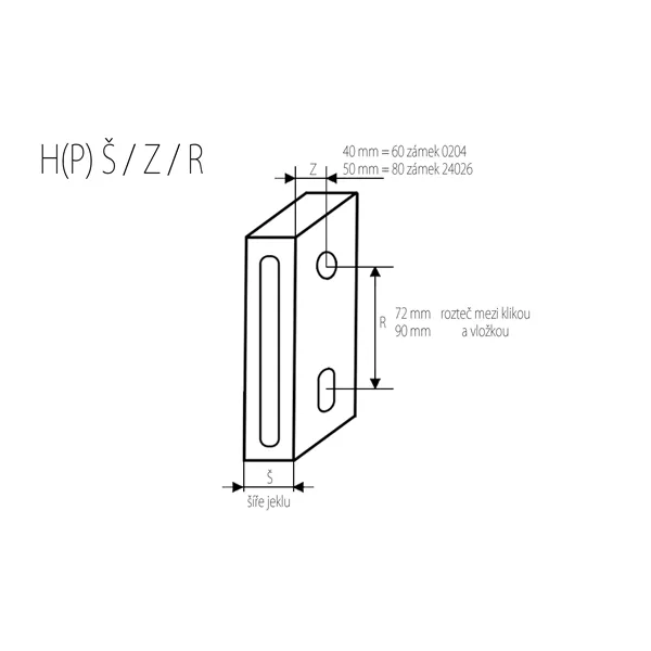 Krabice zámku H 40/ 60/90