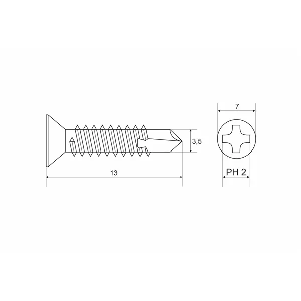 DIN 7504 Zn 3,5x 13 šroub zápustná hlava TEX samovrtný