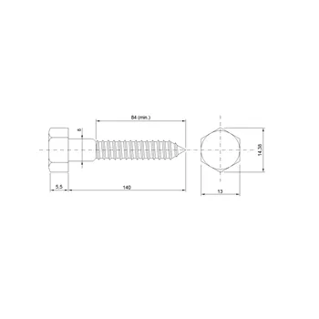 DIN 571 Zn 8,0x140 vrut 6Hr hlava