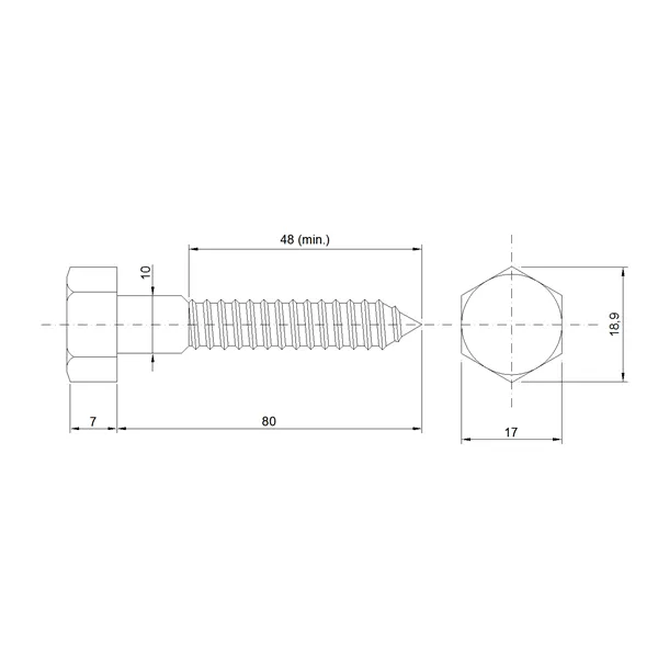 DIN 571 Zn 10,0x 80 vrut 6HR hlava