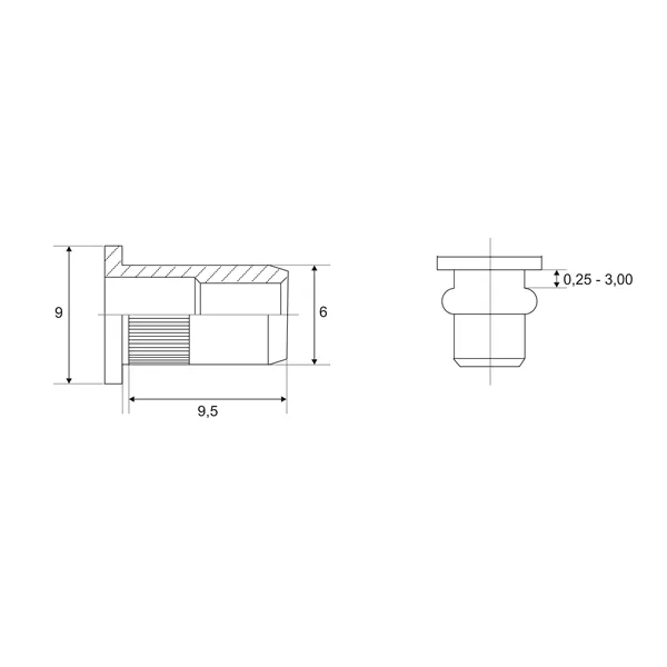 Nýt maticový Zn M 4x 6 PH s límcem