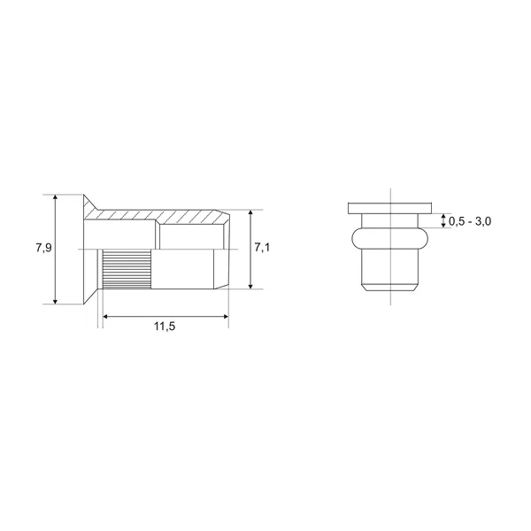 Nýt maticový Zn M 5x 7 RH zápustný