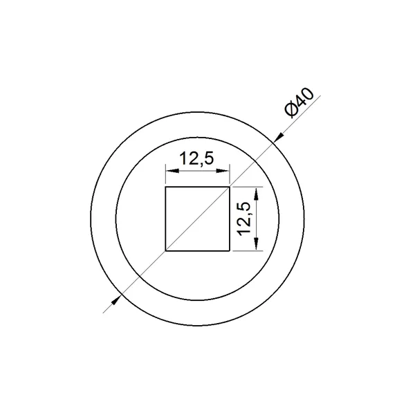 Průvlak kovaný 12x12x 22mm D 40mm E4/016