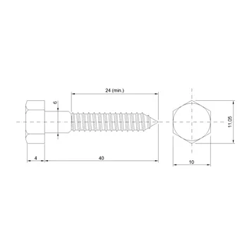 DIN 571 Zn 6,0x 40 vrut 6HR hlava