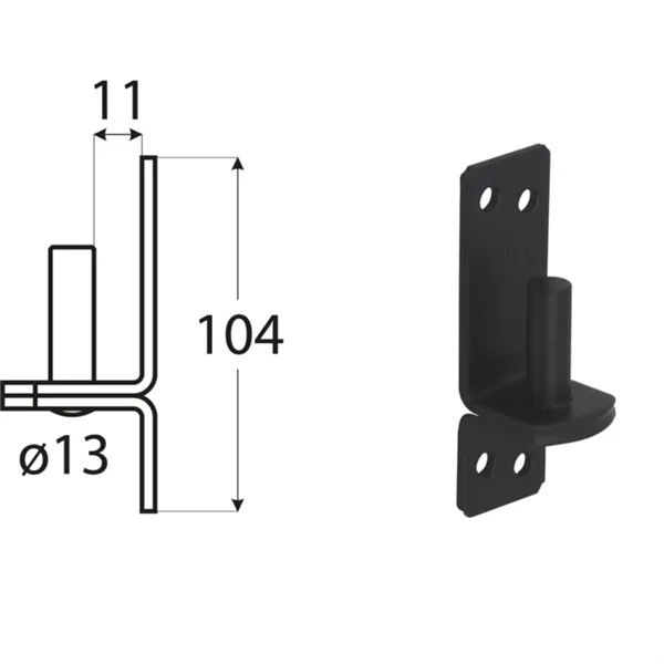 Držák čepu d13/11mm k příšroubování černěný