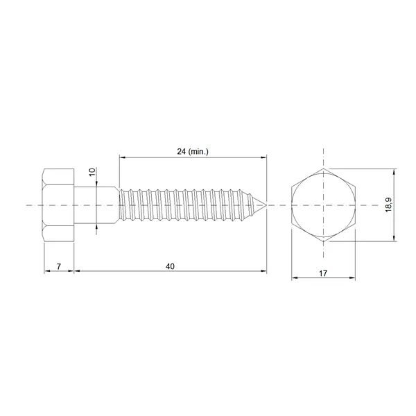 DIN 571 A2 10,0x 40 vrut 6Hr hlava nerez