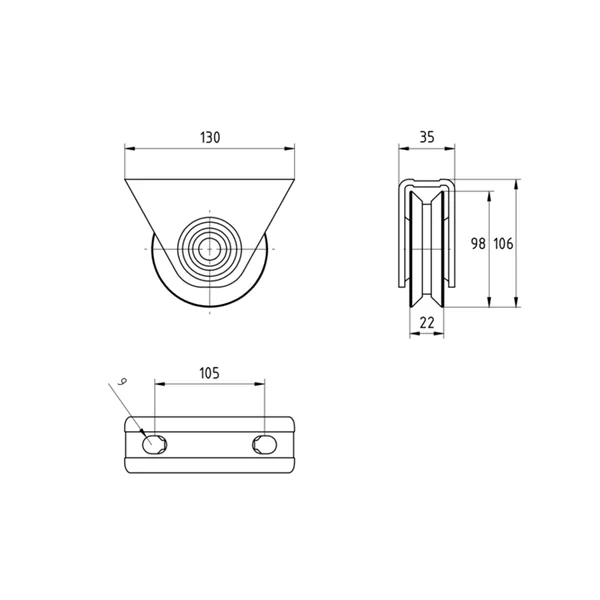 Kolečko pojezdu V 100mm Zn H/31V držák