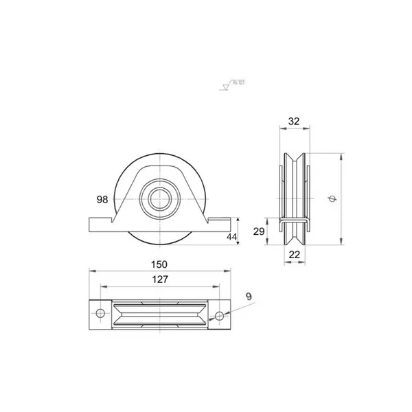 Kolečko pojezdu V 100mm Zn H/38V držák