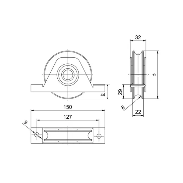 Kolečko pojezdu U 100mm Zn H/38U držák