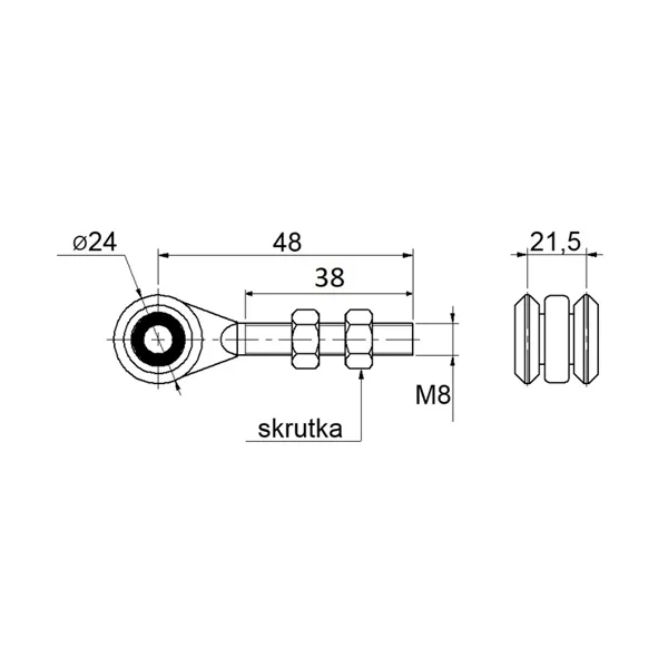 Vozík závěsný 2 kolový Nylon 33x34mm Combi Arialdo