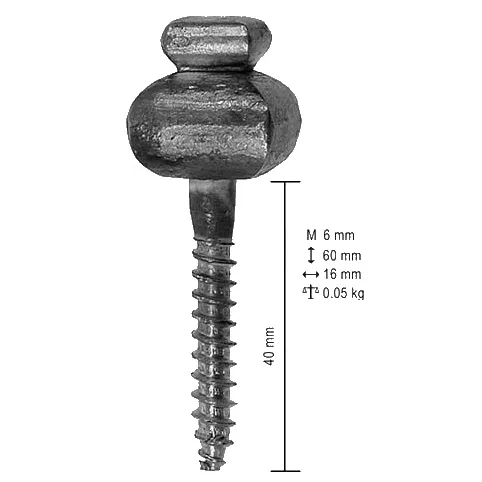 Vrut kovářský čtyřhranný Zn 6x40/ 16x16x20mm