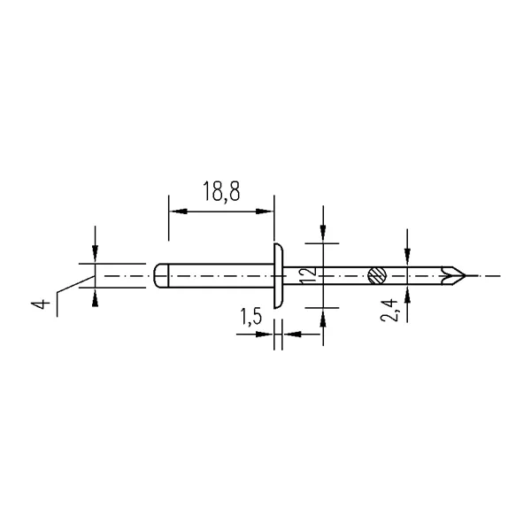 DIN 7337 4,0x18,8/ 12 VH Al/Al nýt trhací rozpěrný hliníkový