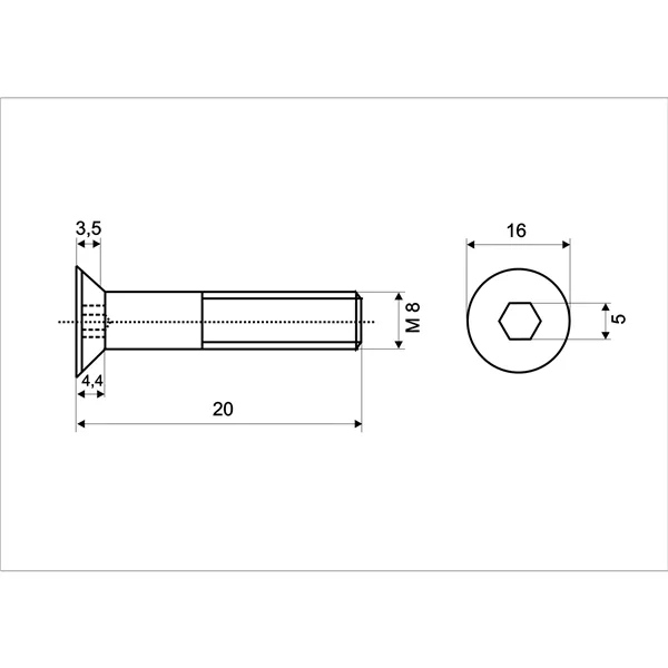 DIN 7991 Zn M8x 20 šroub zápustná hlava 10.9 Imbus