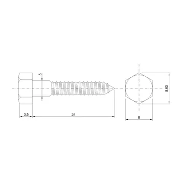 DIN 571 Zn 5,0x 25 vrut 6HR hlava