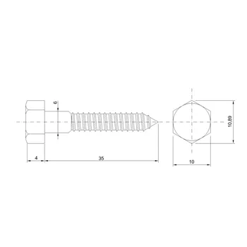 DIN 571 Zn 6,0x 35 vrut 6HR hlava