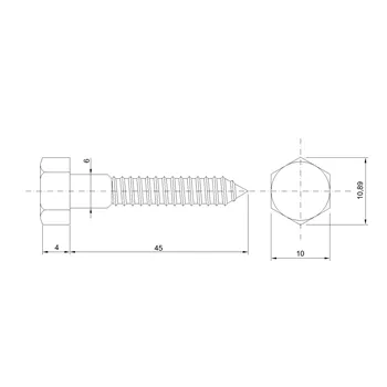 DIN 571 Zn 6,0x 45 vrut 6HR hlava