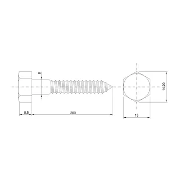 DIN 571 Zn 8,0x200 vrut 6Hr hlava