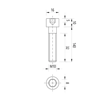 DIN 912 Zn M10x140 8.8 šroub imbus válcová hlava
