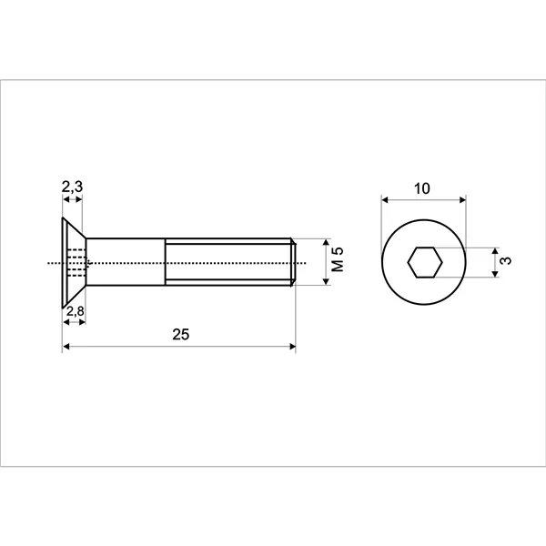 DIN 7991 Zn M5x 25 šroub zápustná hlava 10.9 Imbus