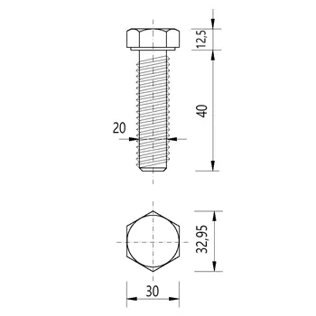 DIN 933 Zn M20x 40 8.8. šroub 6HR celý závit