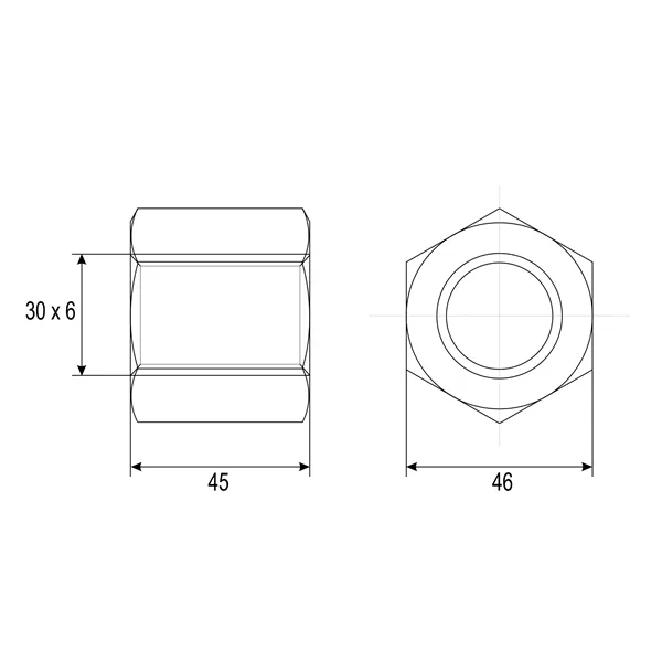 Matice Tr30x6 trapéz 6hraná 46x45