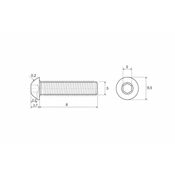 DIN 7380 Zn M5x 8 šroub půlkulatá hlava Imbus