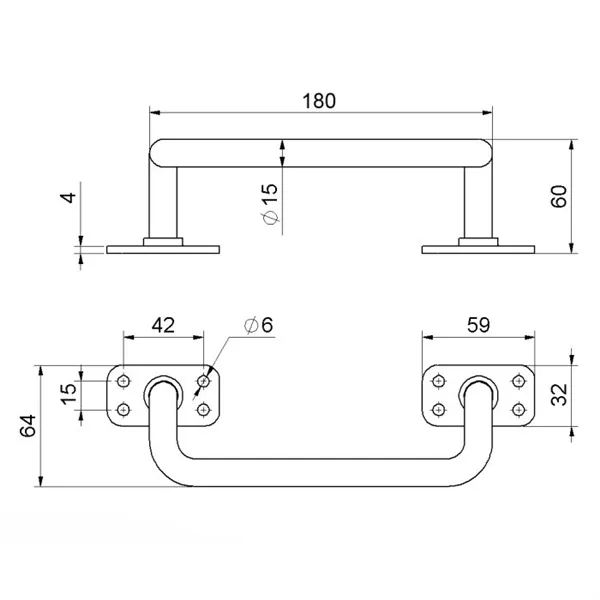 Madlo dveřní 180mm rovné Combi Arialdo