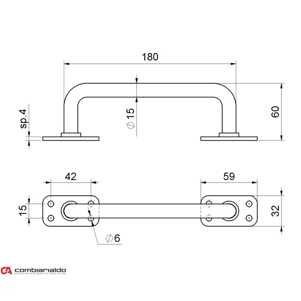 Madlo dveřní 180mm lomené Combi Arialdo