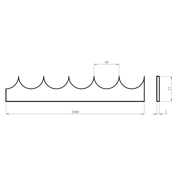 Hřeben ochranný 3mm x 2000mm rovný