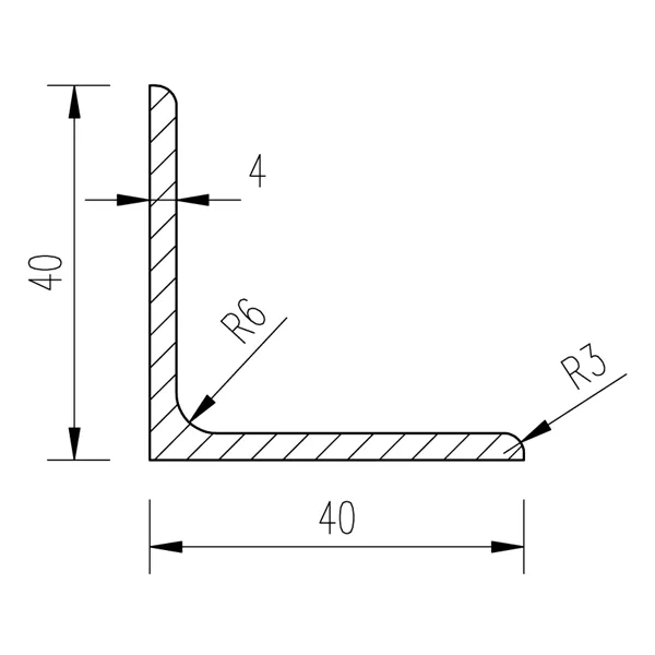 L 40x40x4 pozinkovaný žárově ponorem/45µm