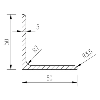 L 50x50x5 pozinkovaný žárově ponorem/45µm