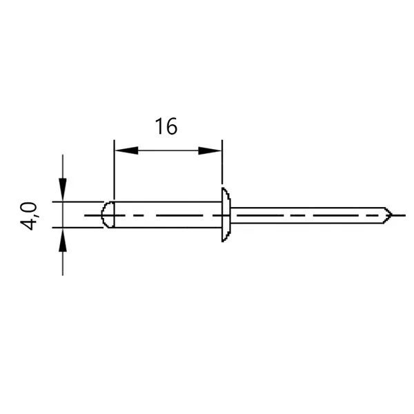 DIN 7337 4,0x16 In/In Nerez nýt trhací